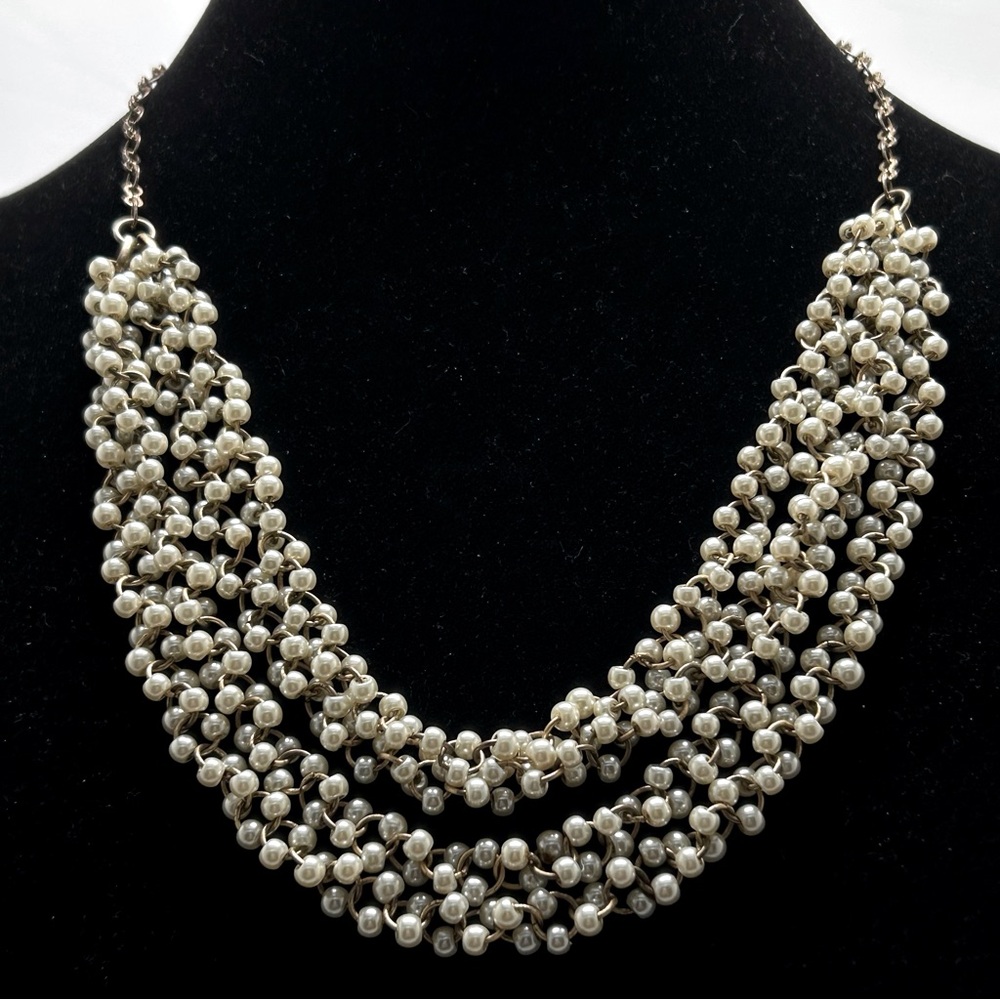 1937, 4 Strand Gold And Tiny Pearl Necklace, Good Movement